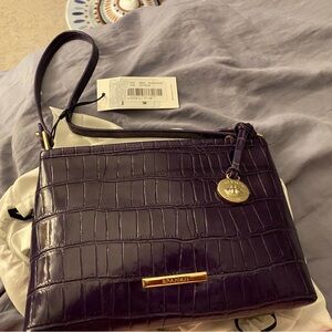 Brahmin Deep Purple Crocodile-Embossed Clutch